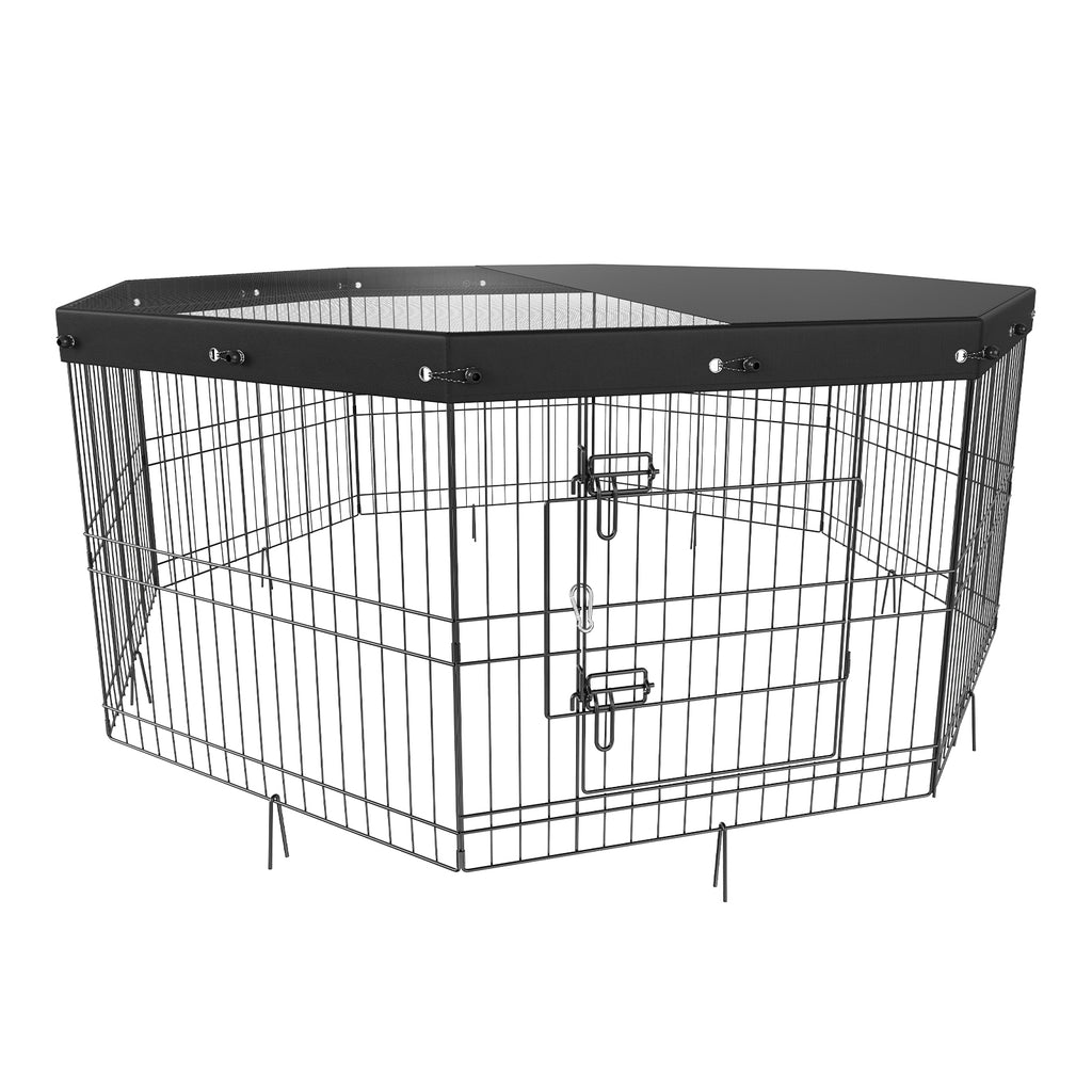 Köpek Oyun Alanı 8 Panelli Katlanabilir Metal Üst Kapaklı