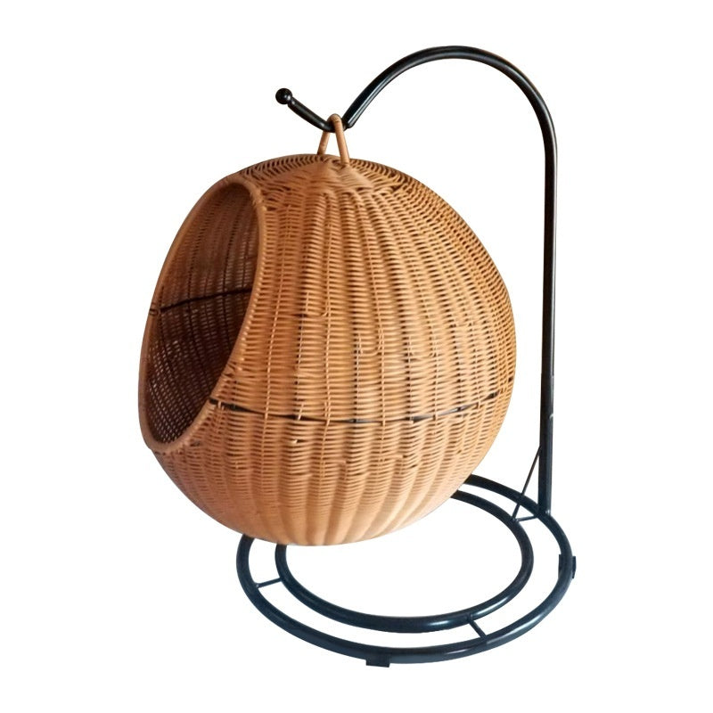 Removable & Washable Hanging Basket Hammock Style Pet Bed on a sleek black stand.