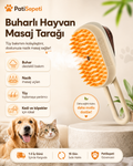Saplı Buharlı Kedi Köpek Yıkama - Silikon Masaj Fırçası-tarak