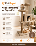 Salıncaklı Lüx Kedi Tırmalama Kedi Oyun Evi-Bej