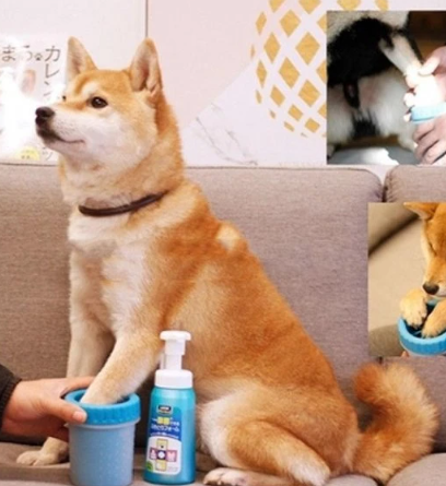 Küçük Irk Köpek & Kedi Pati Ayak Yıkama Kovası 9*11 cm Silikon Jel Fırçalı Pati Temizleme Bardak