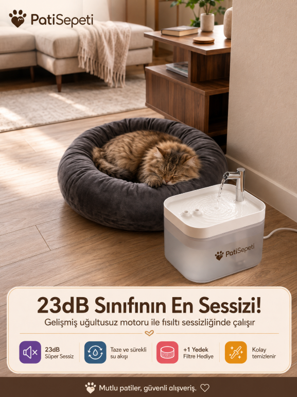 inPets H13™ 1.5L Ultra Sessiz Evcil Hayvan Kedi Köpek Su Pınarı Çeşmesi | Su Sebili Şelalesi | 3 Akış Hızı Kontrolü