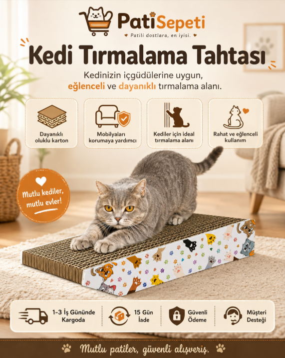 Tırmata Yeni Ürün Doğal Düz Karton Kedi Tırmalaması Kedi Tırmalama Tahtası Kartonu 47x17 cm