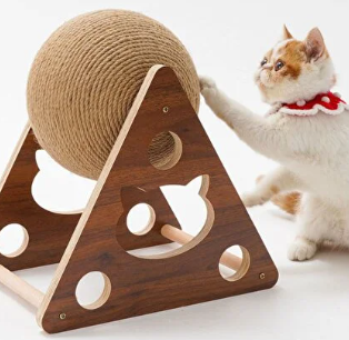 Ahşap Ipli Kedi Oyuncagi Topu Kedi Tırmalaması