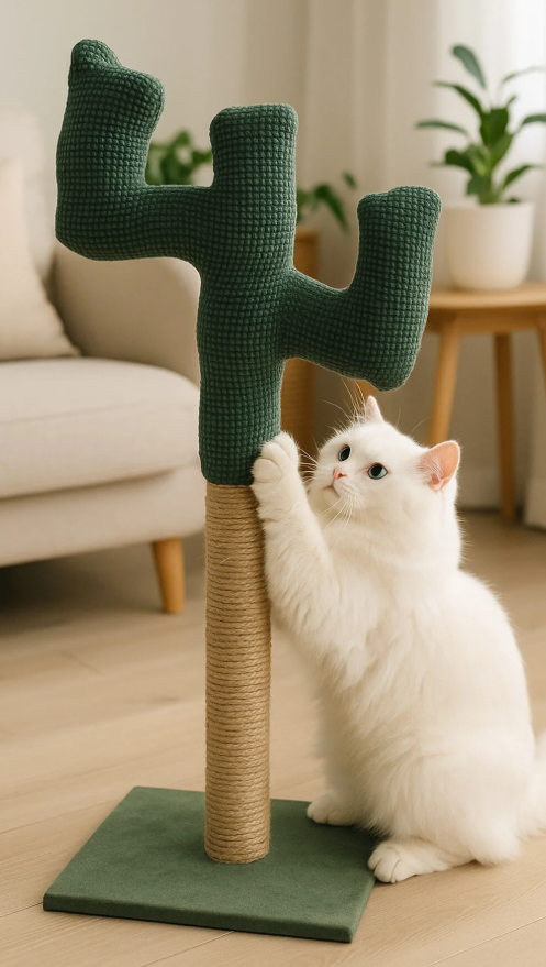 Yeşil Kedi Tırmalama Tahtası Kaktüs Model, Çubuk Tasarım