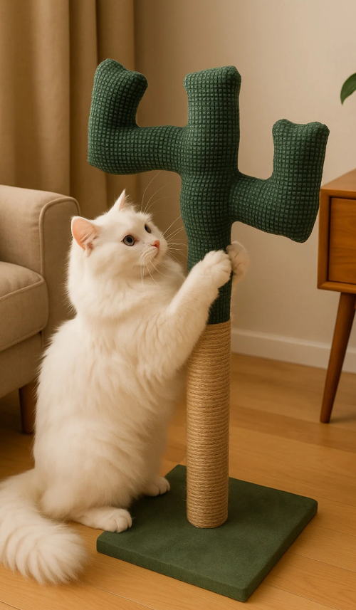 Yeşil Kedi Tırmalama Tahtası Kaktüs Model, Çubuk Tasarım