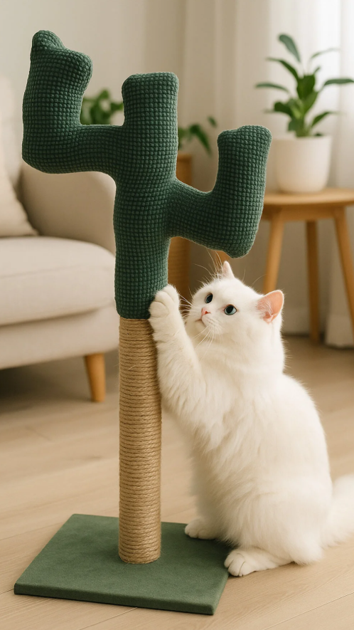 Yeşil Kedi Tırmalama Tahtası Kaktüs Model, Çubuk Tasarım