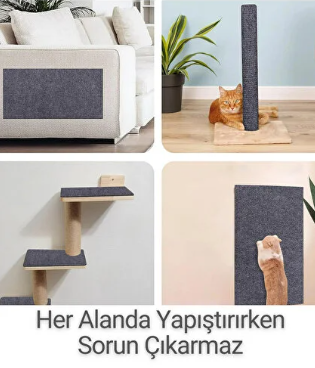 Kedi Tırmalama Halısı Yapışkanlı Her Yüzeye Uygulanabilir Kesilebilir Mobilya Koruyucu Mat (40X50)