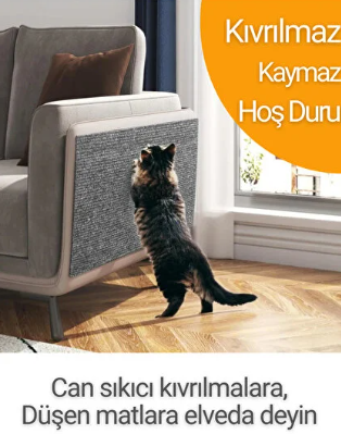Kedi Tırmalama Halısı Yapışkanlı Her Yüzeye Uygulanabilir Kesilebilir Mobilya Koruyucu Mat (40X50)