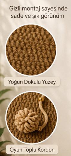 Duvara Yapışan Oyuncaklı Kedi Tırmalama Halısı ve Oyun Alanı 40x60 cm