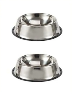 2 Adet Paslanmaz Çelik Mama Ve Su Kabı, Alt Taban 16 Cm Kedi Mama Kabı Köpek Mama Kabı (250 ML-8 OZ)