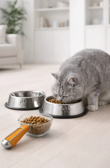 Devrilmez Kaydırmaz Taban Paslanmaz Çelik Kedi Köpek Mama ve Su Kabı 18 cm 300 ml 1 ADET