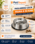 Devrilmez Kaydırmaz Taban Paslanmaz Çelik Kedi Köpek Mama ve Su Kabı 18 cm 300 ml 1 ADET